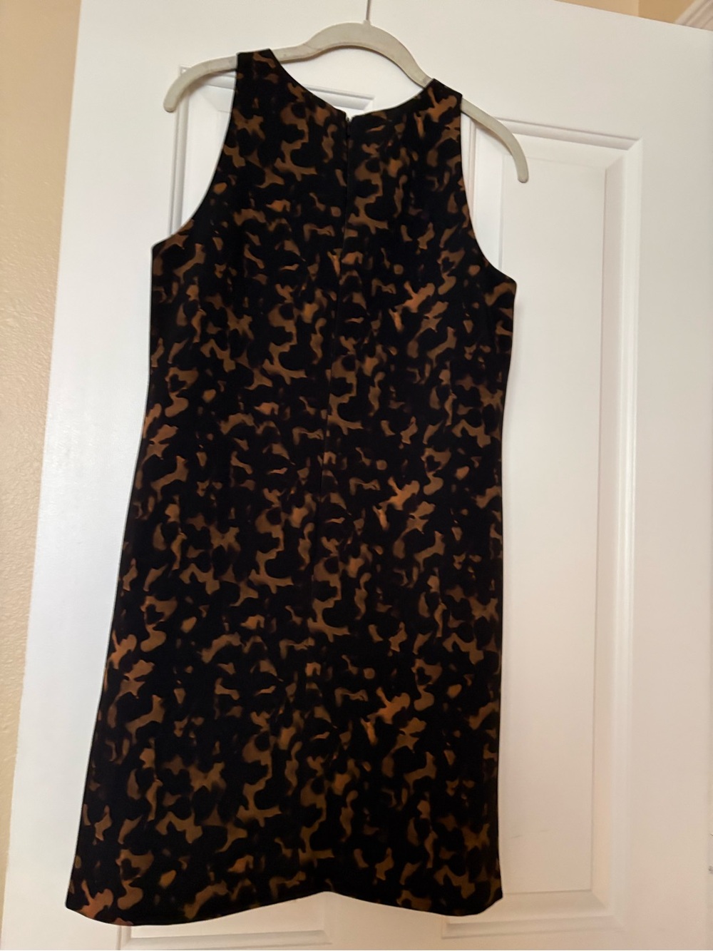 Theory Black and Brown Printed Sleeveless Shift Dress